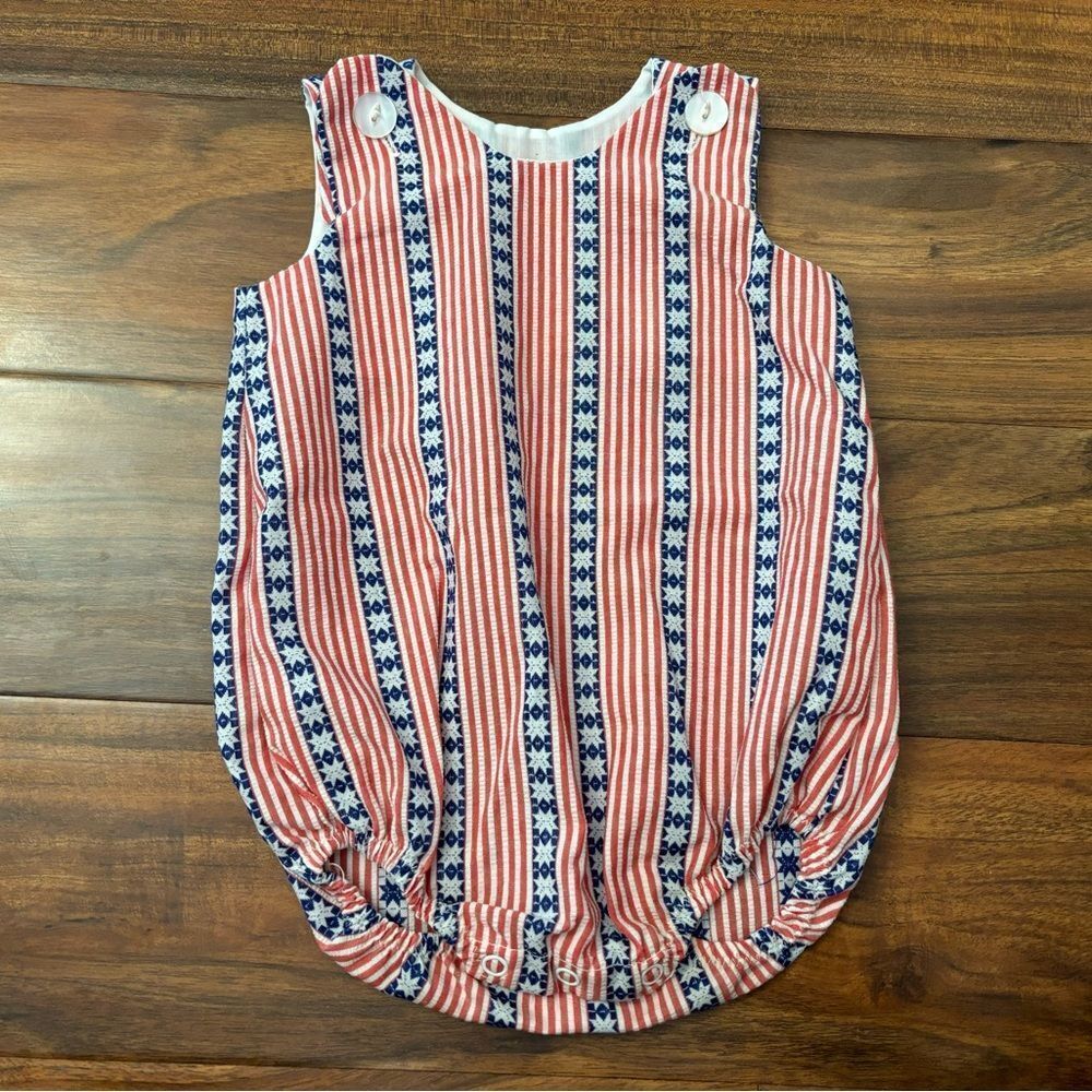 Buster Brown Vintage Red/White/Blue sleeveless onesie romper